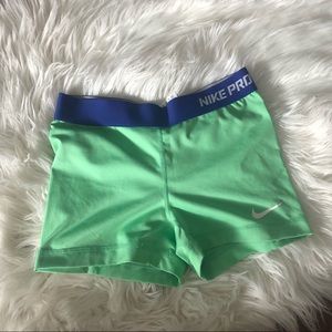 Green/Blue Nike Pro Shorts